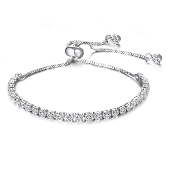 Swarovski Crystal Tennis Slider Bracelet w/ Sterling Silver Overlay – Jewelry - Picture 3 of 6